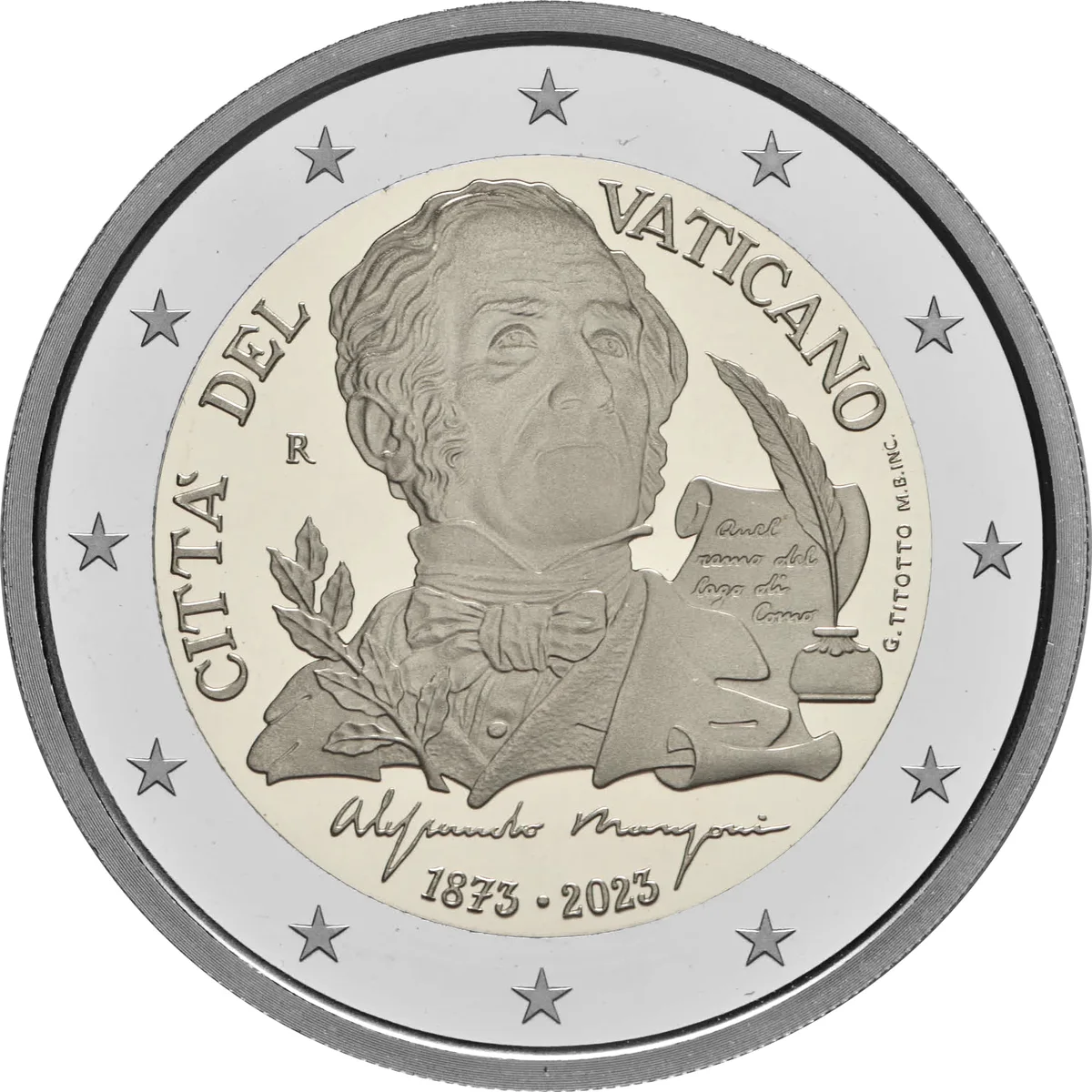2 € 150° anniversario Alessandro Manzoni 2023 proof