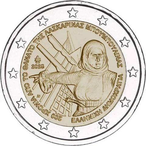 2 € 200° anniversario Laskarina Bouboulina 2025 in coincard, foto 2