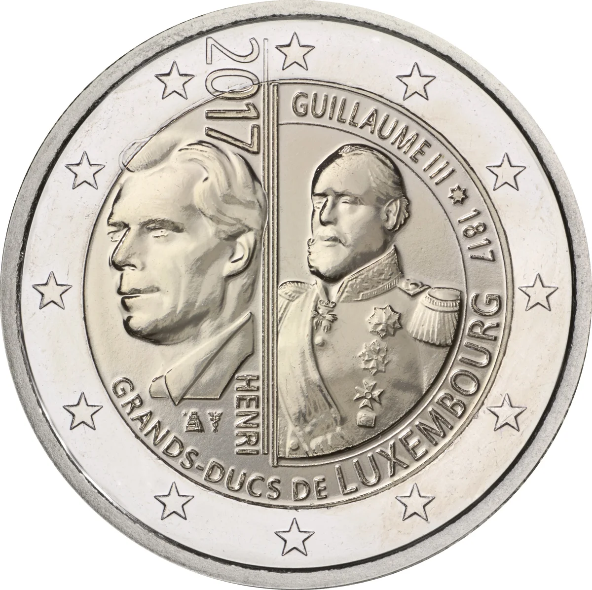 2 € 200° anniversario nascita di Granduca Guglielmo III 2017