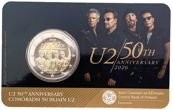 2 € 50° anniversario band U2 2026 in coincard