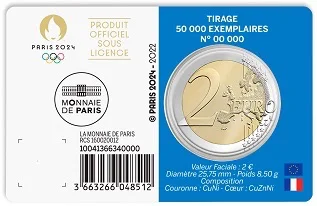2 € Olimpiadi Parigi 2022 Card azzurra, foto 2