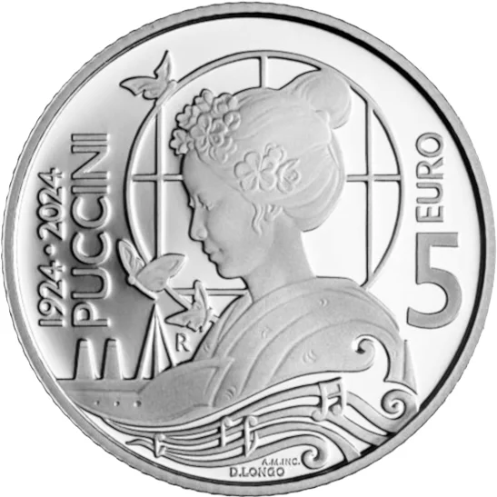 5 € 100° anniversario scomparsa Giacomo Puccini 2024
