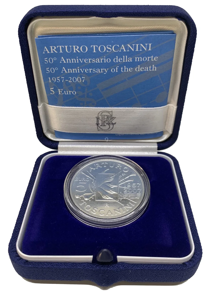 5 € 50° Anniversario scomparsa Arturo Toscanini 2007, foto 3