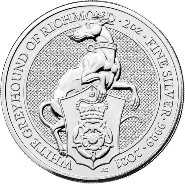 5 £ Queen’s beasts: Levriero bianco di Richmond 2021