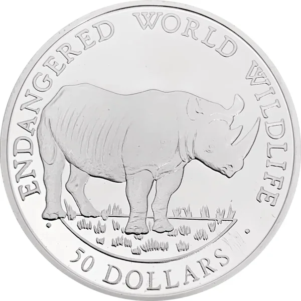 50 $ Endangered World Wildlife - Black Rhino 1990