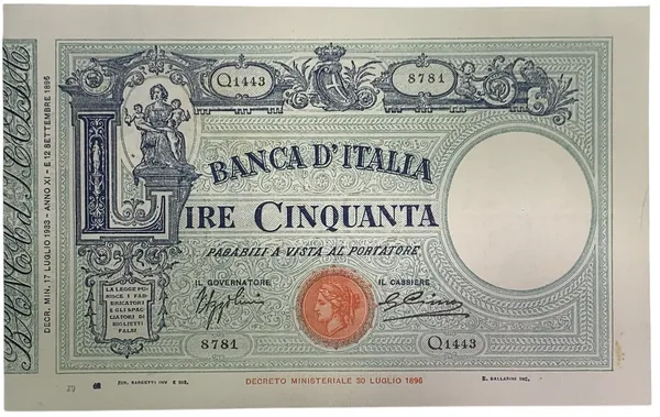 50 Lire Grande L - Matrice 1933