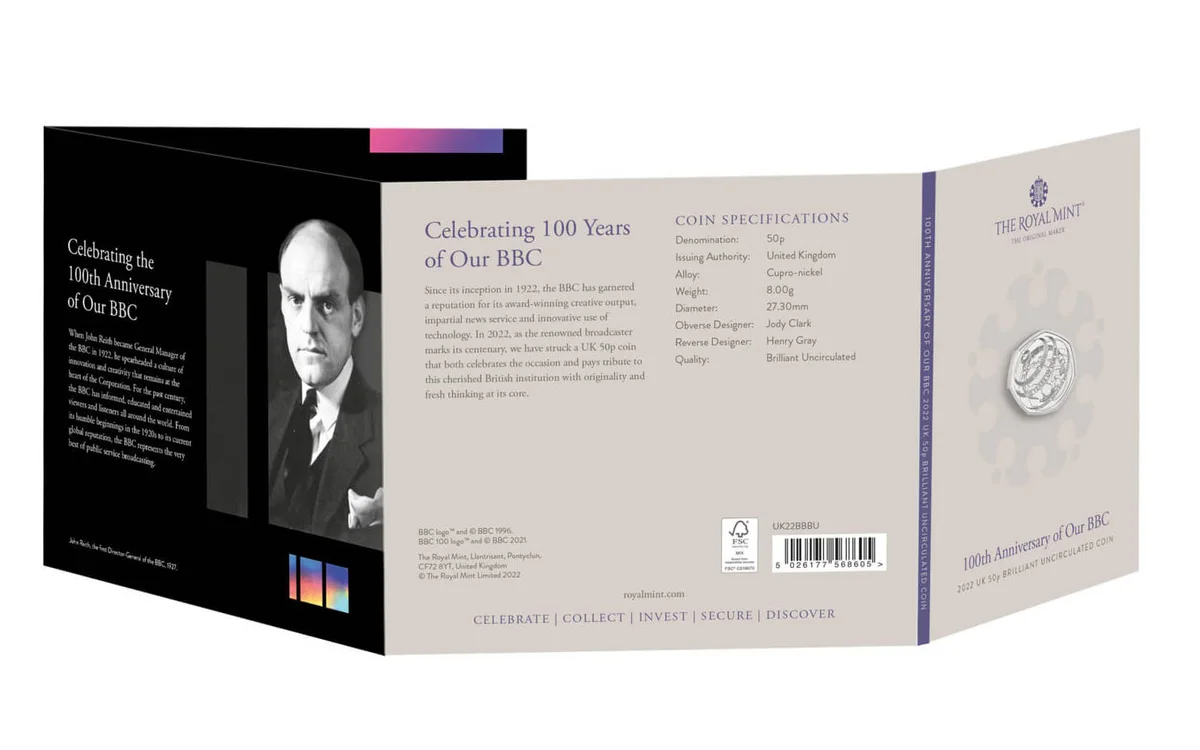 50 Pence 100 Years of BBC 2022, foto 3