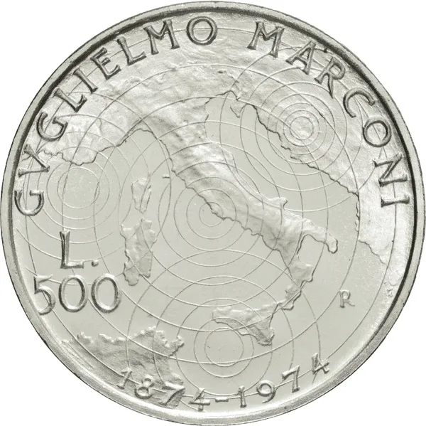 500 Lire 100° anniversario nascita Guglielmo Marconi 1974