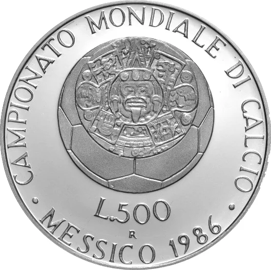 500 Lire Campionato Mondiale di Calcio Messico 1986 proof