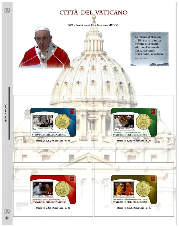 Aggiornamento Coin card nn° 36-39 Vaticano 2021