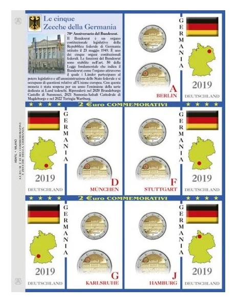 Aggiornamento EuroComm 2 € Bundesrat 5 zecche Germania 2019