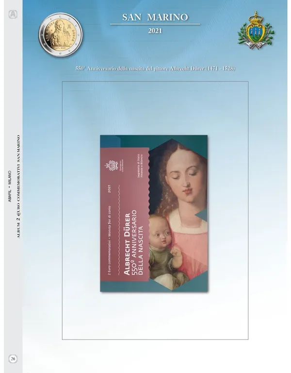 Aggiornamento EuroComm 2 € Albrecht Durer San Marino 2021