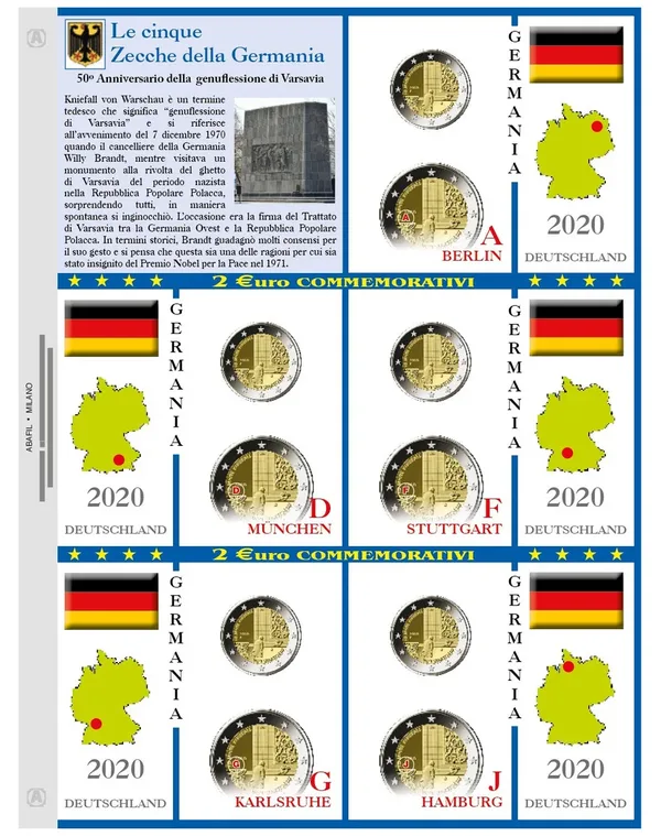 Aggiornamento EuroComm 2 € Varsavia 5 zecche Germania 2020