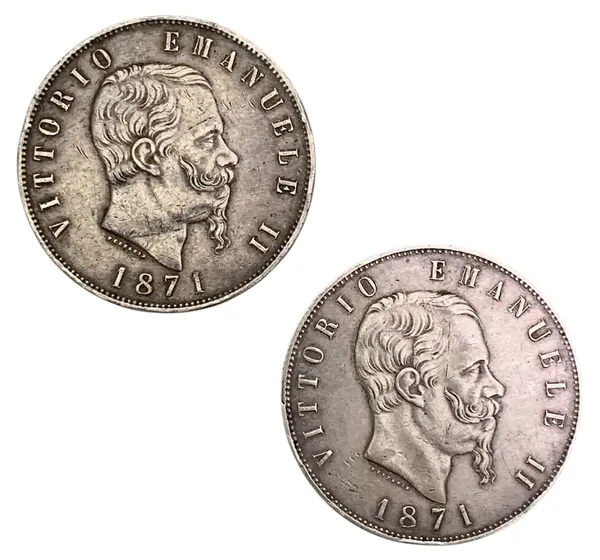 Dittico 5 Lire 1871 Roma e Milano